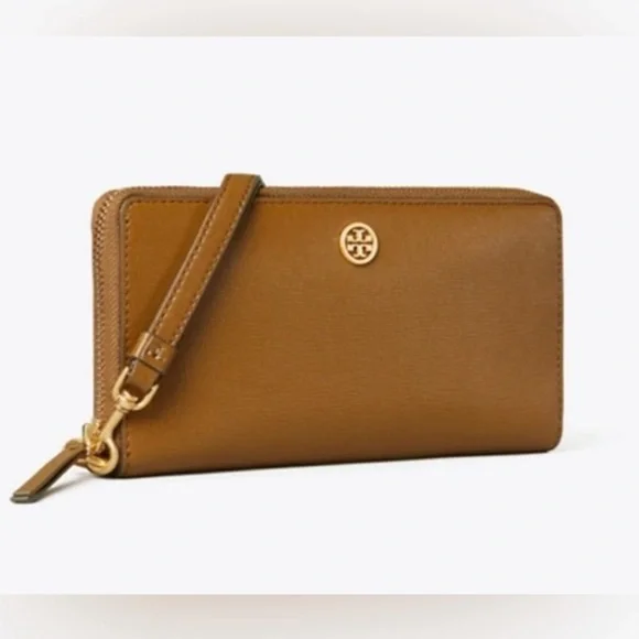 New Tory Burch Robinson Crosshatch Saffino leather Continental Wallet Wristlet - Picture 1 of 15